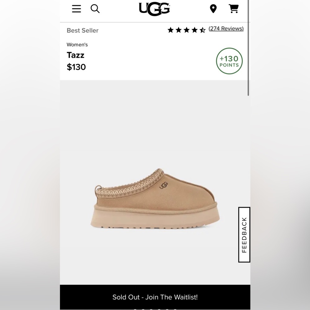 UGG Tazz Mustard Seed 7 NEW